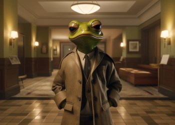 Pepe meme coin žaba ako milionár — symbol rastu meme coinov s potenciálom 100x v roku 2025