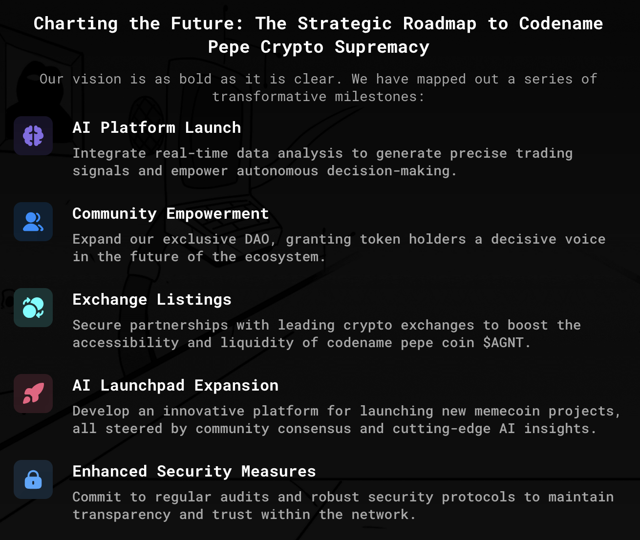 Codename Pepe roadmap.