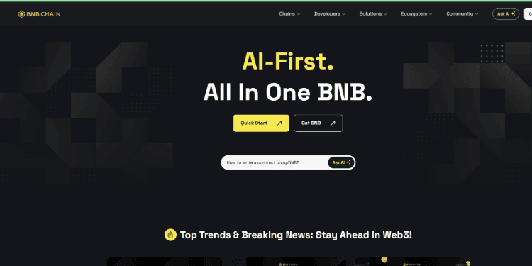 2. Binance Smart Chain (BSC) – Greita ir pigi blokų grandinė naujiems projektams