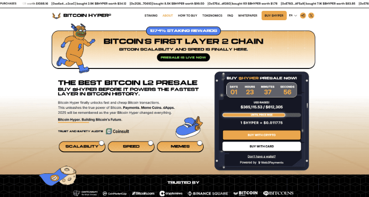 3.Bitcoin Hyper – Layer 2 projektas, suteikiantis Bitcoin tikrą pritaikomumą