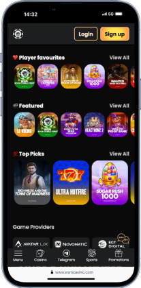 selection of casino games at WSM Casino