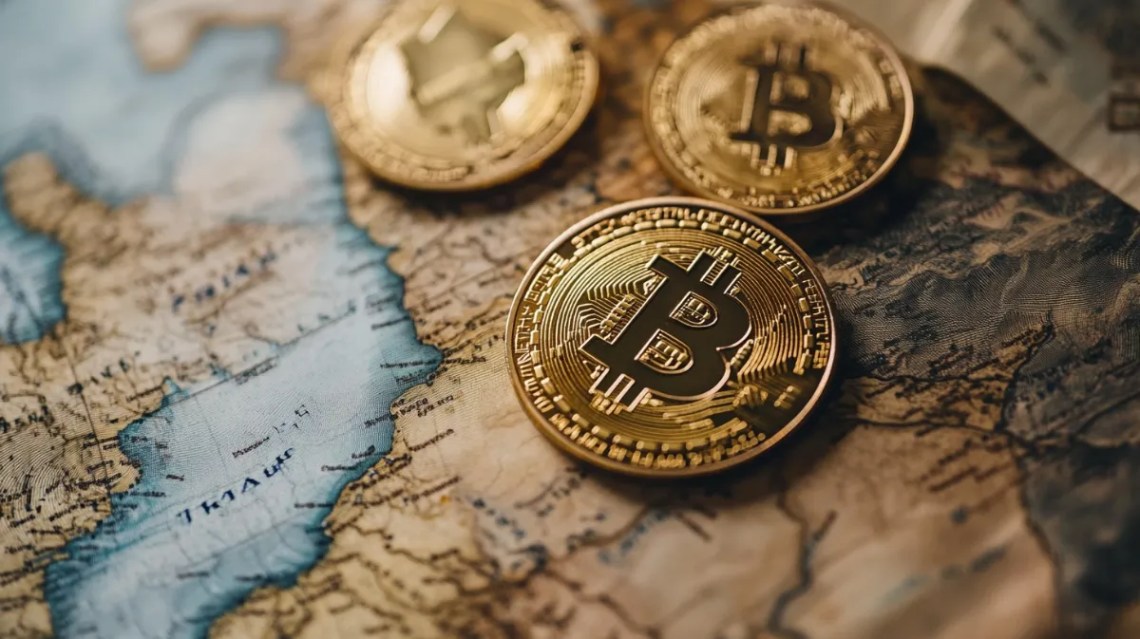 地球儀とビットコイン2