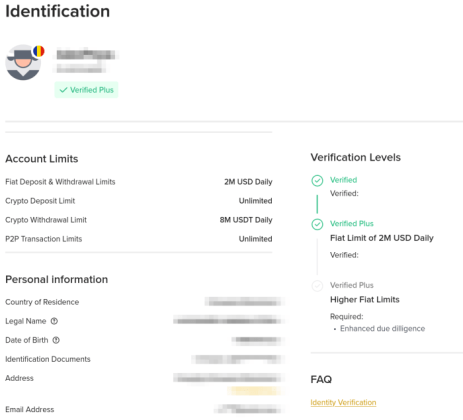 KYC identification on Binance showing multiple forms of KYC.
