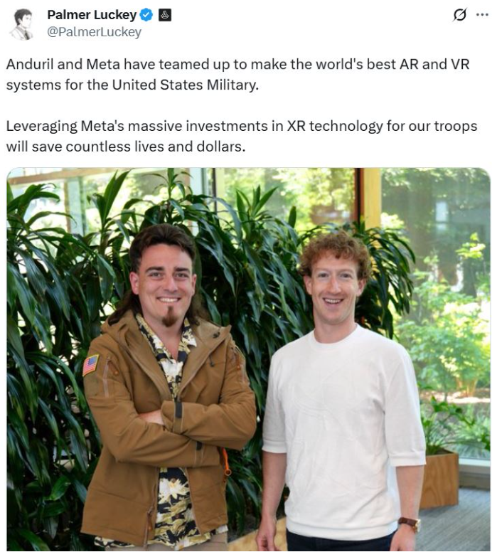 Anduril’s co-founder Palmer Luckey discusses EagleEye on X