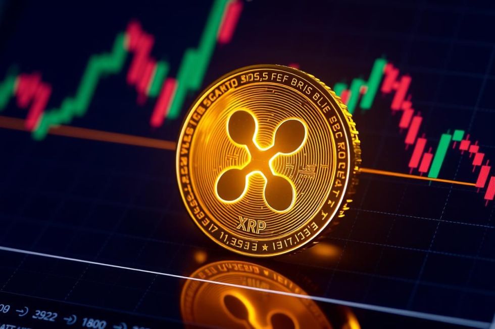 เหรียญ XRP ของ Ripple เรืองแสงบนกราฟราคาที่กำลังพุ่งขึ้น