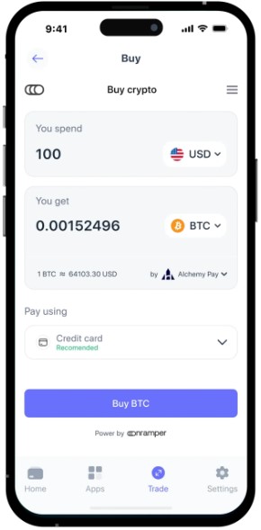 4 žingsnis: Pasirinkite „Pirkti“ ir suraskite Bitcoin