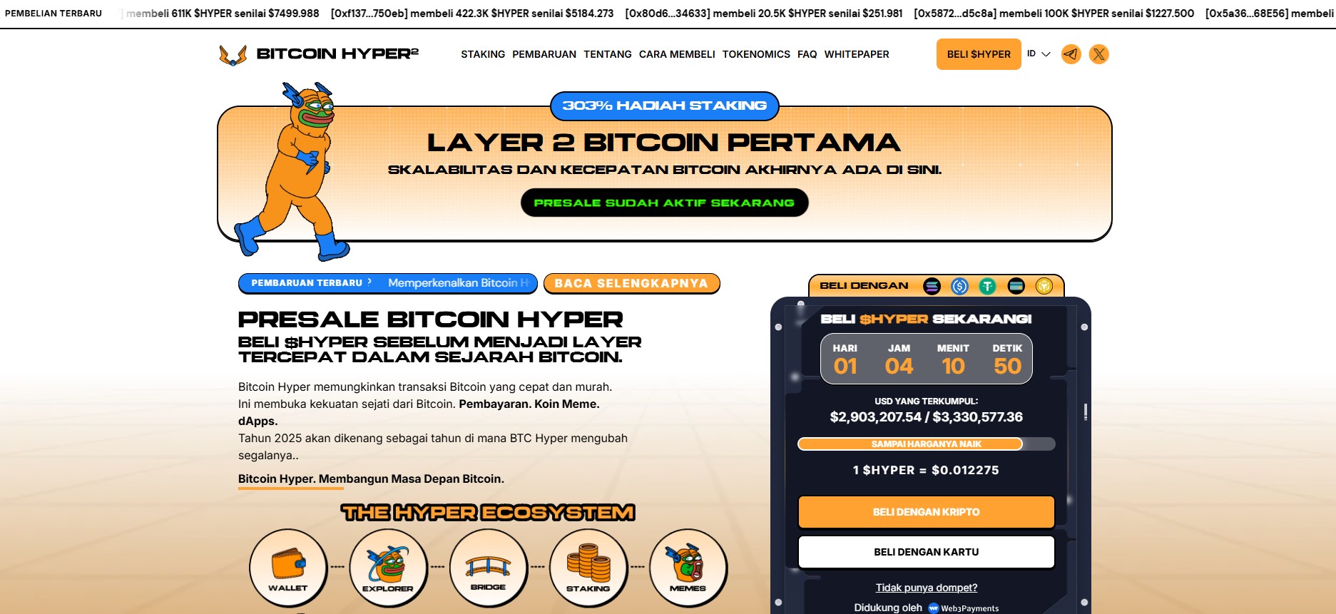 1. Bitcoin Hyper ($HYPER) — Narasi L2 Bitcoin yang Jelas