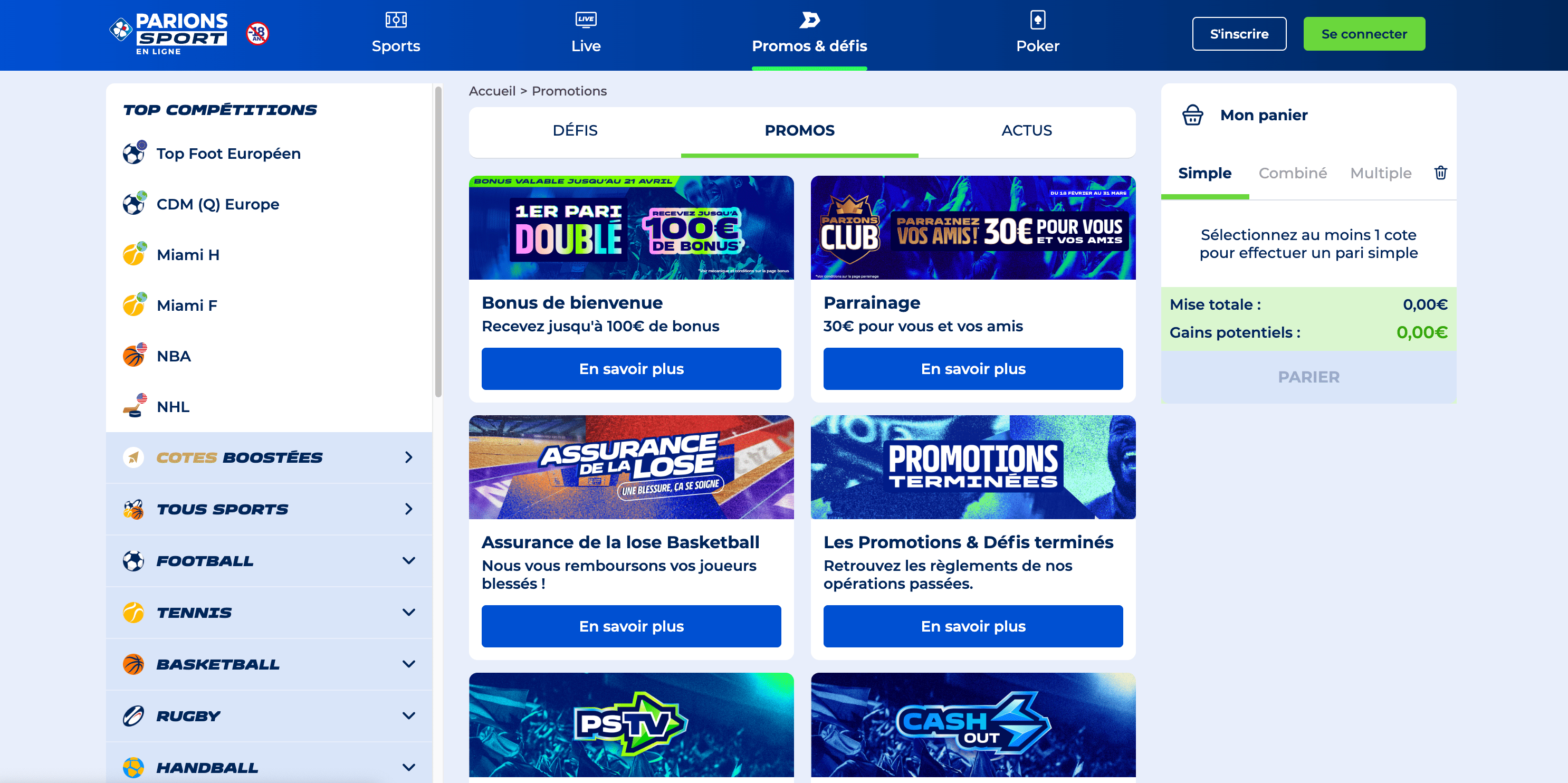 Parions Sport casino sans wager