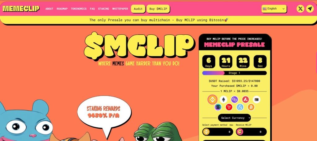 9. Memeclip ($MCLIP) – web3 platforma s igricama i meme nagradama