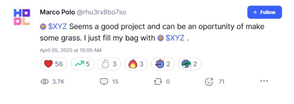 Bullish Mood on $XYZ
