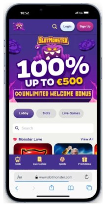 The SlotMonster homepage on mobile.