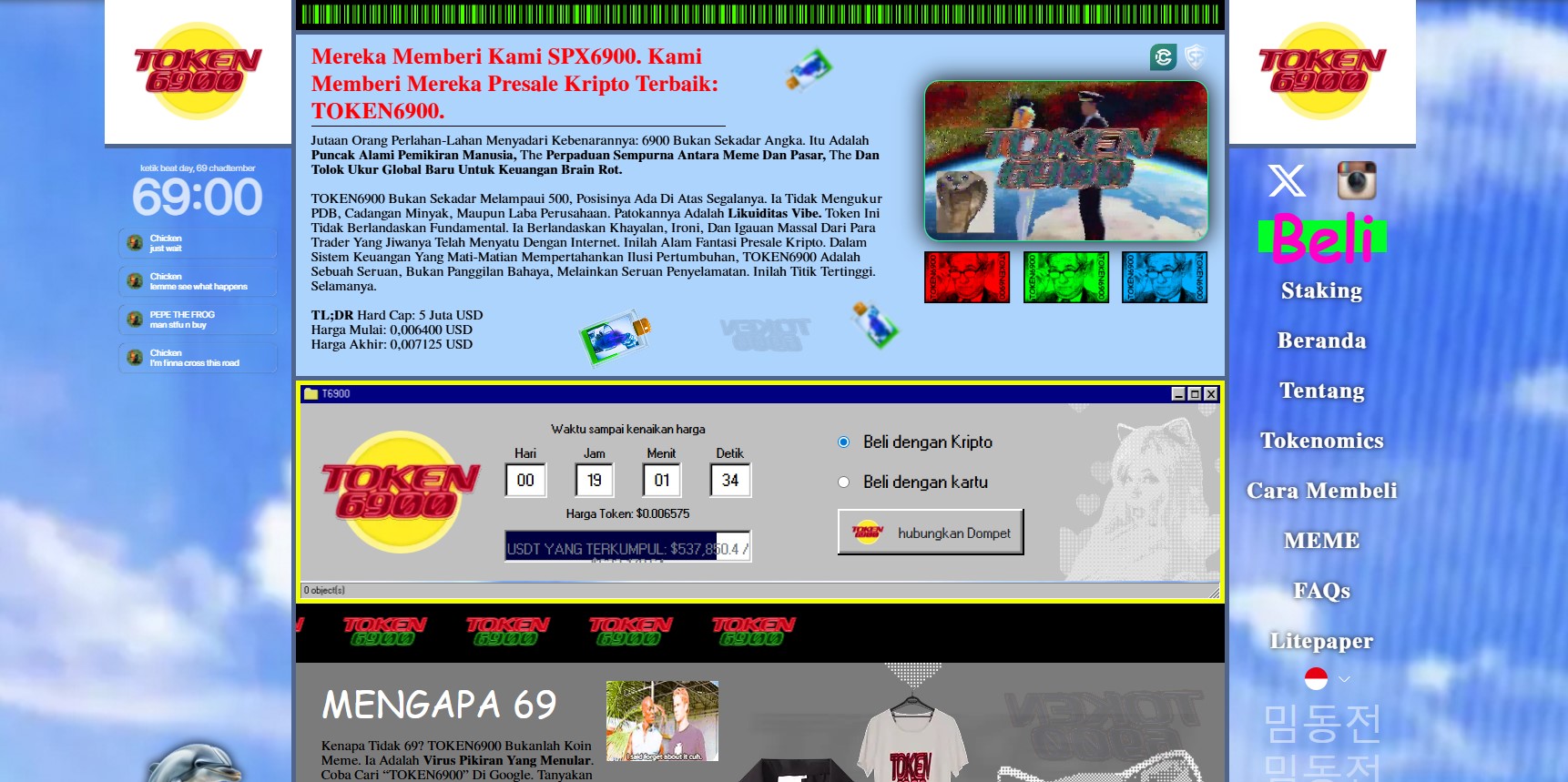 2. TOKEN6900 (T6900) – Meme Coin Jujur Tanpa Janji Palsu