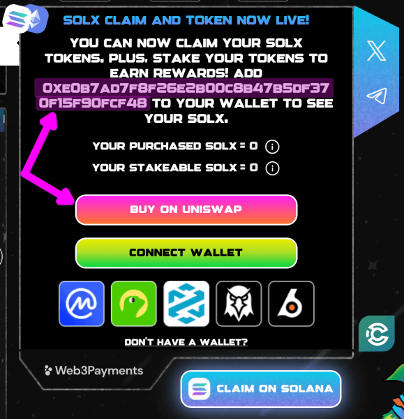 Two ways to find Solaxy on Uniswap.