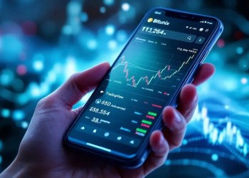 スマートフォンに表示されたBitunixアプリのTradingViewチャート画面