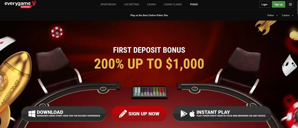 Everygame permite recibir un bono por registro y depósito del 200% hasta 1.000 $