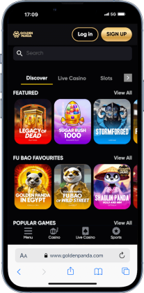 Mobile screenshot for a mini-review of Golden Panda in our list of best online casinos in Kuwait