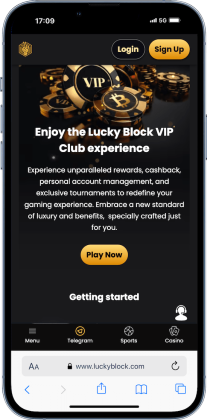 Mobile screenshot for a mini-review of Lucky Block in our list of best online casinos in Kuwait
