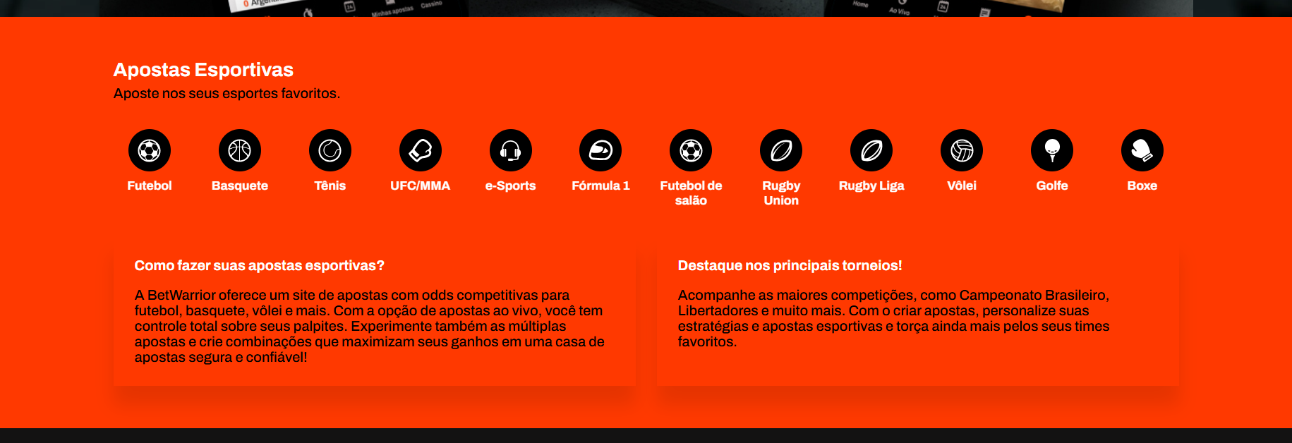 Bônus e apostas no BetWarrior