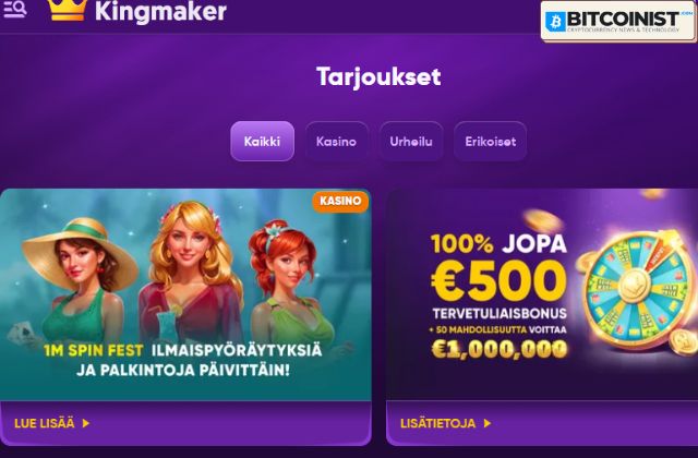 kingmaker casino bonukset