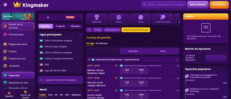 Kingmaker es una opción perfecta para aprovechar bonos de apuestas de boxeo 