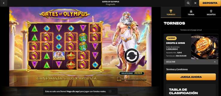 Spinsy cuenta con tragaperras como Gates of Olympus y sus distintas variantes