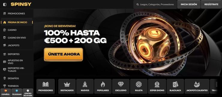 Spinsy es uno de los mejores casinos que no solicita KYC para registrarse