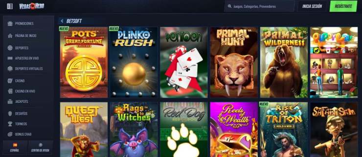 Vegas Hero ofrece cientos de slots de bar míticas y también añade novedades con el mejor software