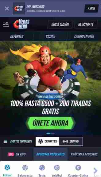 Vegas Hero está entre los mejores casinos con app para ganar dinero de verdad 