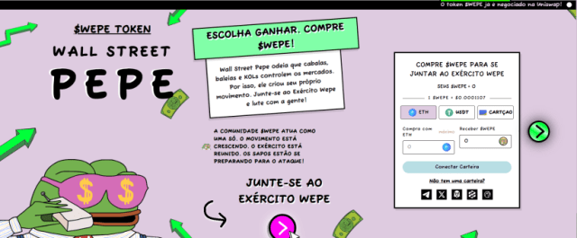 Wall Street Pepe homepage em português
