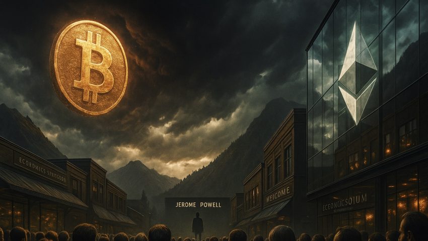 Bitcoin en Ethereum met beleggers die gespannen wachten op de speech van Jerome Powell in Jackson Hole.