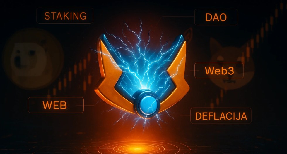 Bitcoin Hyper ($HYPER) prikazan kao centralni kripto token ispred rasta tržišta, s Web3 elementima i memecoinima u pozadini.