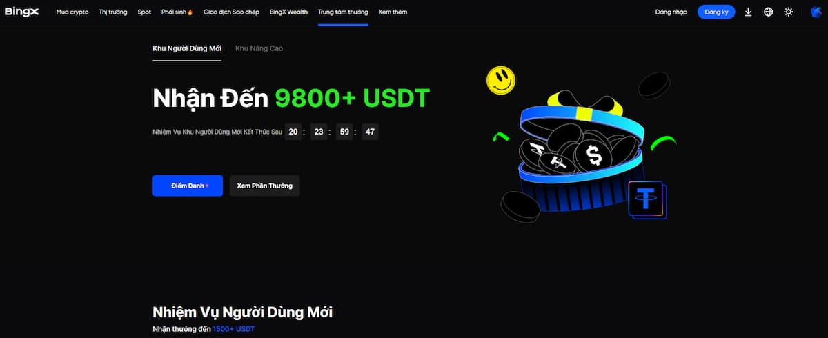 BingX Ra Mắt Chương Trình Thưởng Người Dùng Mới Hấp Dẫn, Lên Tới 9.800 USDT