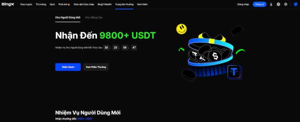 BingX Ra Mắt Chương Trình Thưởng Người Dùng Mới Hấp Dẫn, Lên Tới 9.800 USDT