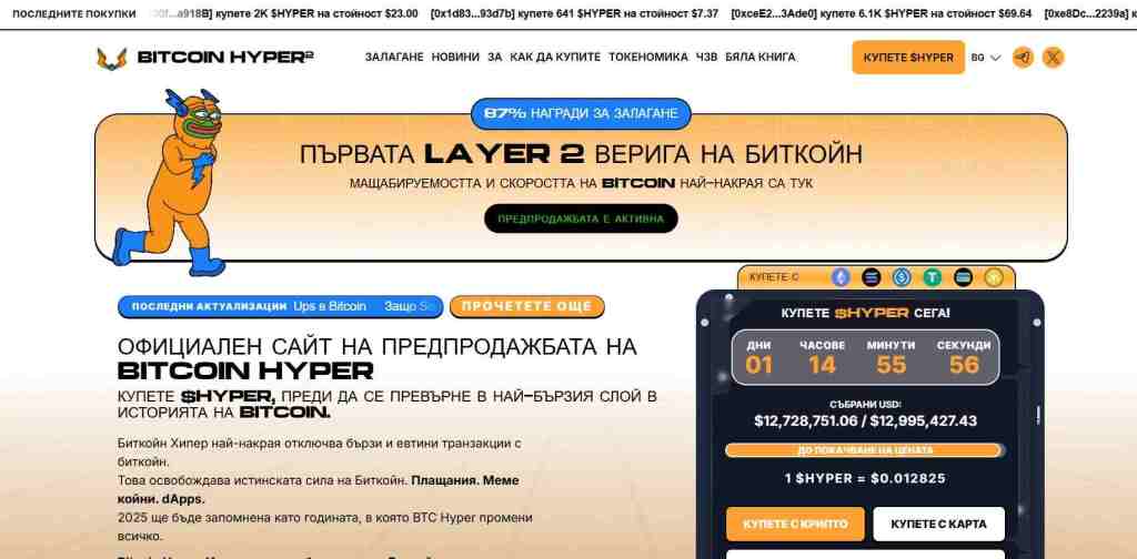 Bitcoin Hyper (HYPER) Новият лидер с експлозивен потенциал