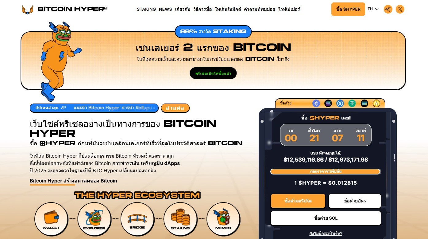 1. Bitcoin Hyper (HYPER) – ขยายศักยภาพบิทคอยน์ด้วยโซลูชันเลเยอร์ 2