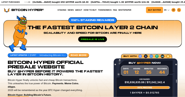 Bitcoin Hyper’s official landing page.