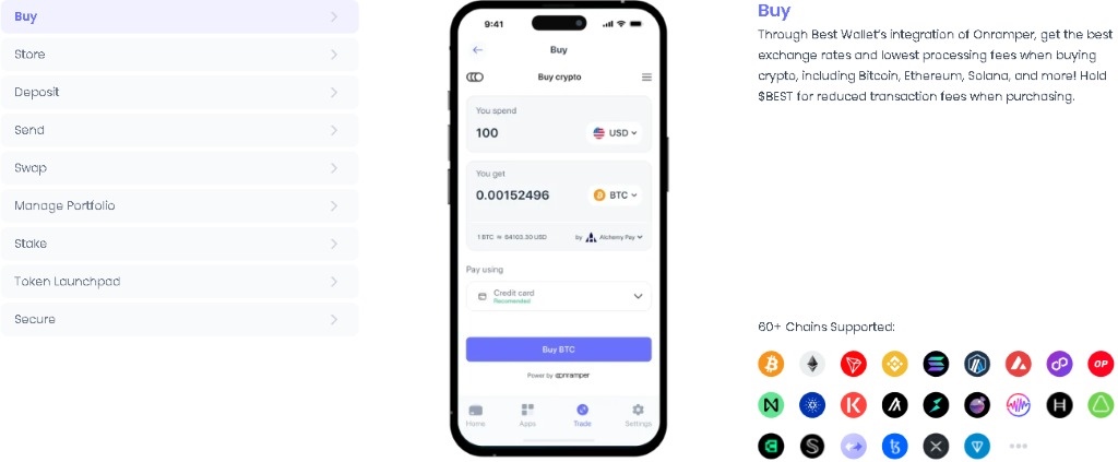 Buy ფუნქციის არჩევა მთავარ ეკრანზე