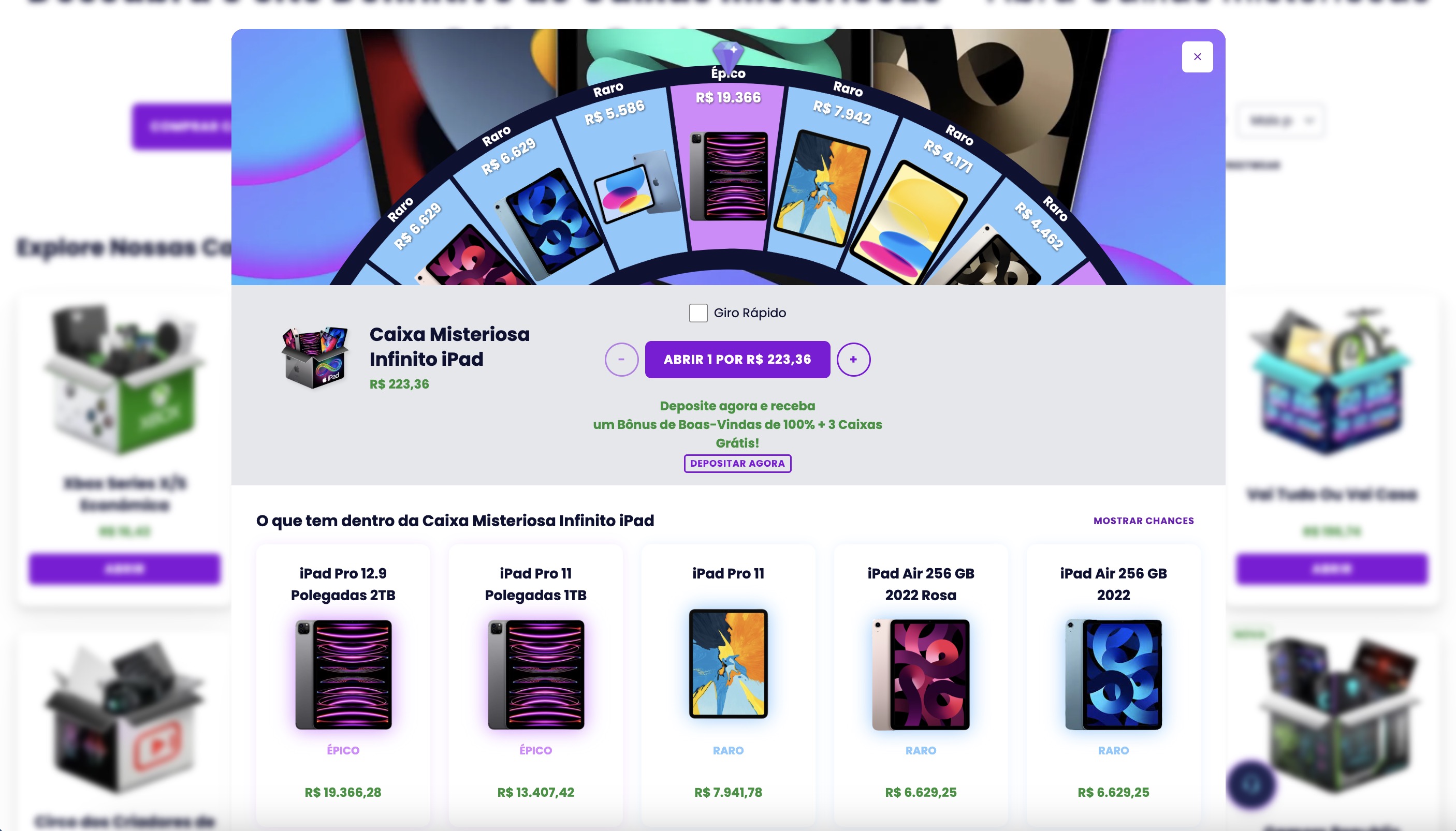 Caixa Misteriosa Infinito iPad