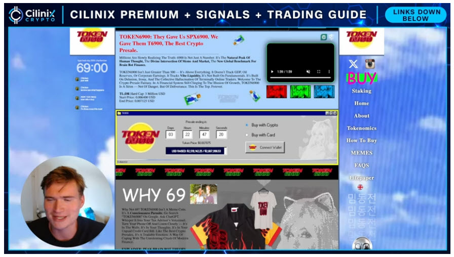  Cilinix Crypto คาดการณ์ว่าเหรียญมีม TOKEN6900 มีโอกาสสร้างผลตอบแทนได้ถึง 1,000 เท่า
