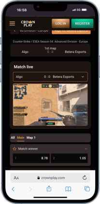 Crownplay Casino's esports page.