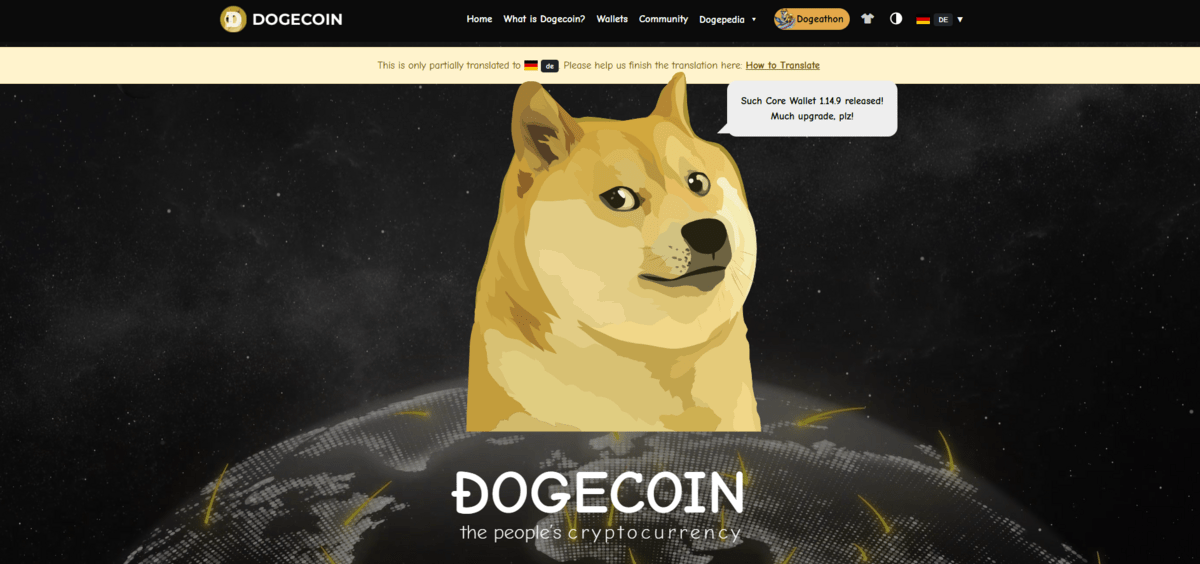 Dogecoin Core Wallet Homepage