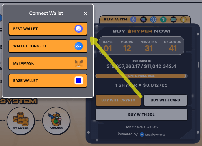 How to connect your wallet to a crypto presale.