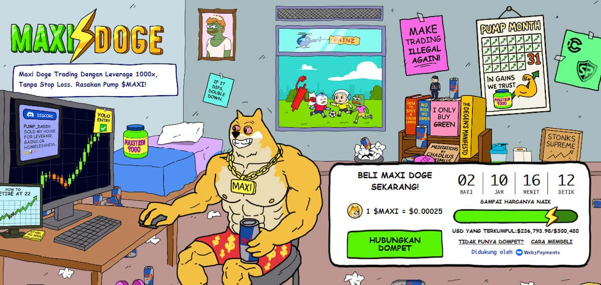 Maxi Doge ($MAXI) – Token Meme Gila yang Bisa Bikin Anda Kaya dari Crypto Lewat Leverage Brutal