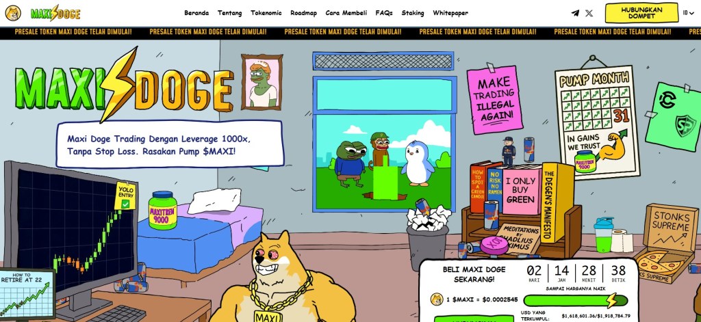 2. Maxi Doge – Meme Coin dengan Komunitas & Transparansi