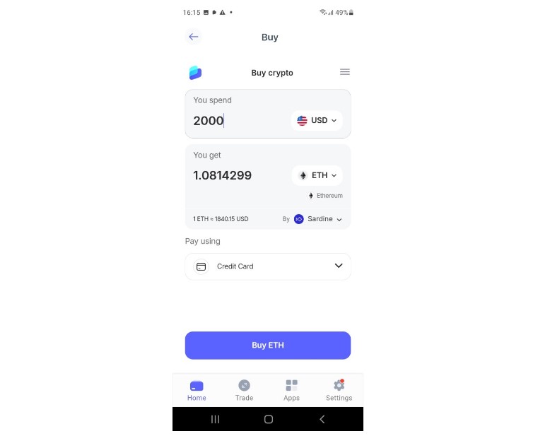 Nạp ETH hoặc USDT để sẵn sàng giao dịch