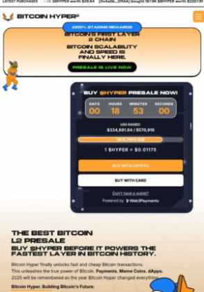 Pré-venda do Bitcoin Hyper está ativa