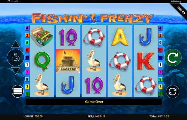 A screenshot from Blueprint Gaming's Fishin' Frenzy slot.