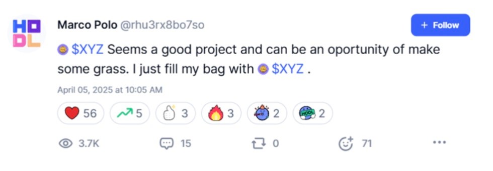Bullish Mood on $XYZ