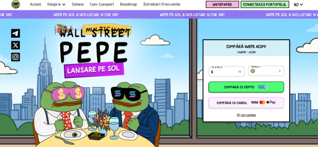 Wall Street Pepe - pagina de cumpărare crypto