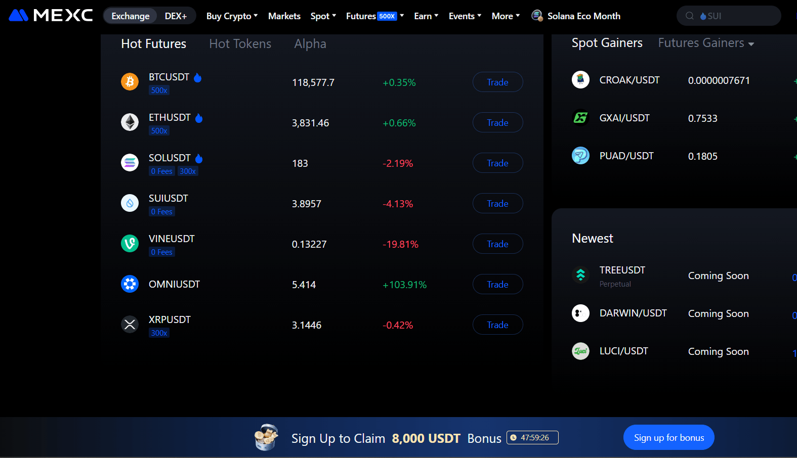 accéder à PUMP:USDT